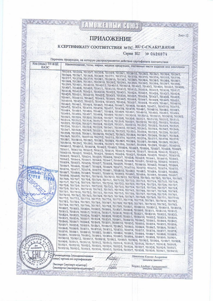 Сертификаты EUROSVET