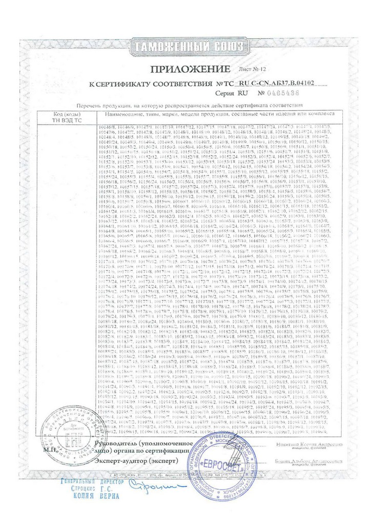 Сертификаты EUROSVET